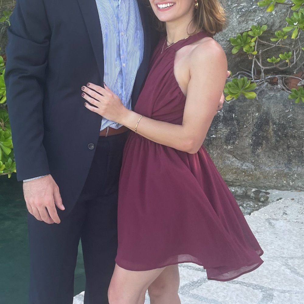 Keepsake the label revolve maroon draped halter dress